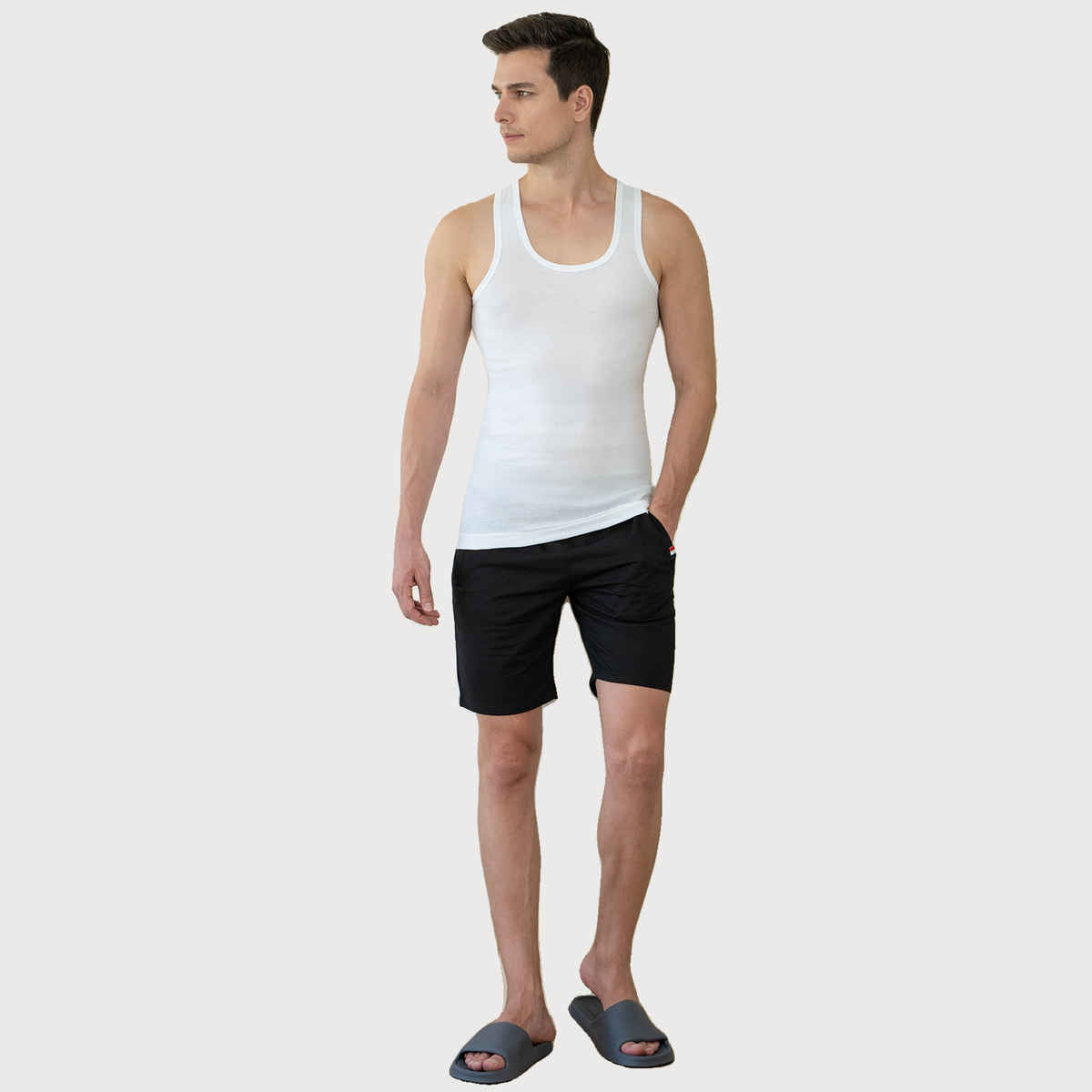 Lux Cozi Mexx Pure Cotton Round Neck Ribbed Vest | White | L | Pack Of 3