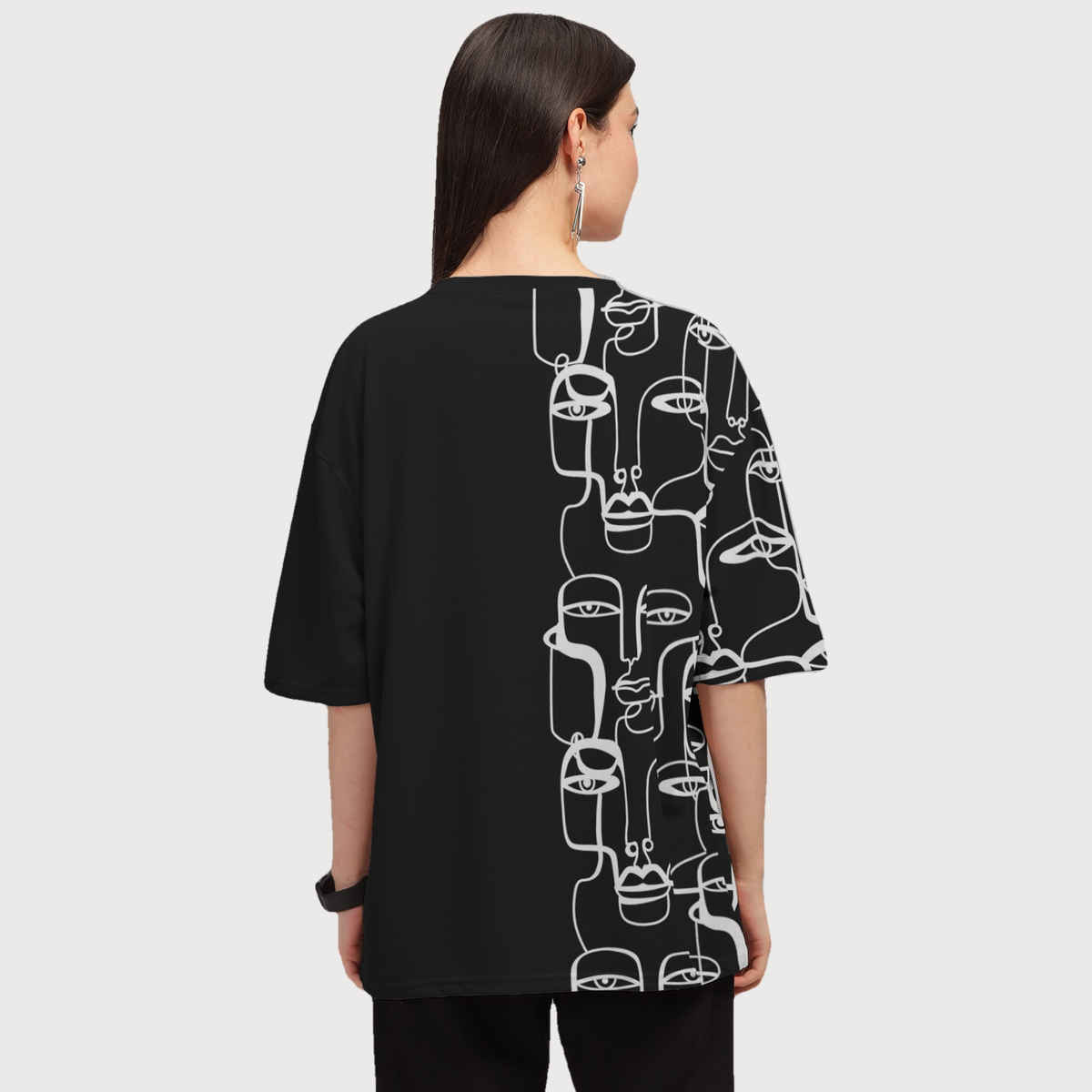 Hellcat Women's Trendy Printed Oversized T-shirt | Black - L