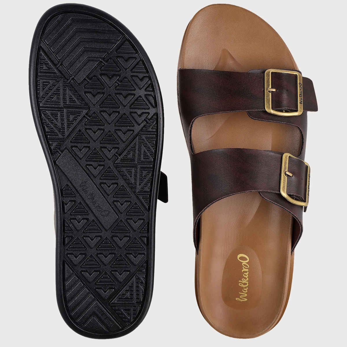 Walkaroo Men's Daily Wear Comfort Sandals - WE1337 Brown UK7