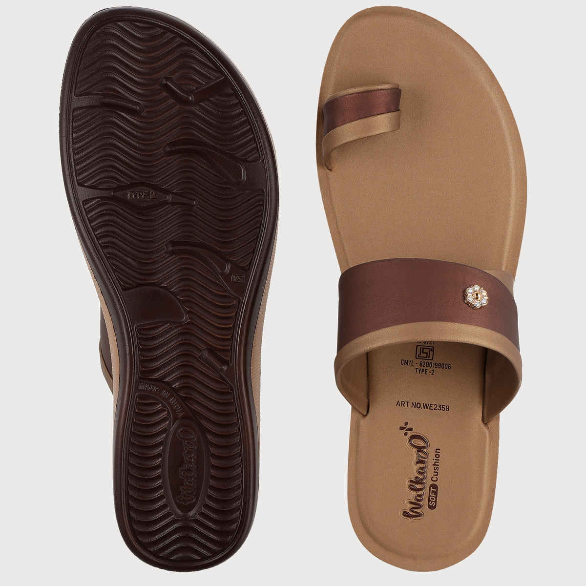 Walkaroo Women's Daily Wear Sandals-WE2358 Brass UK8