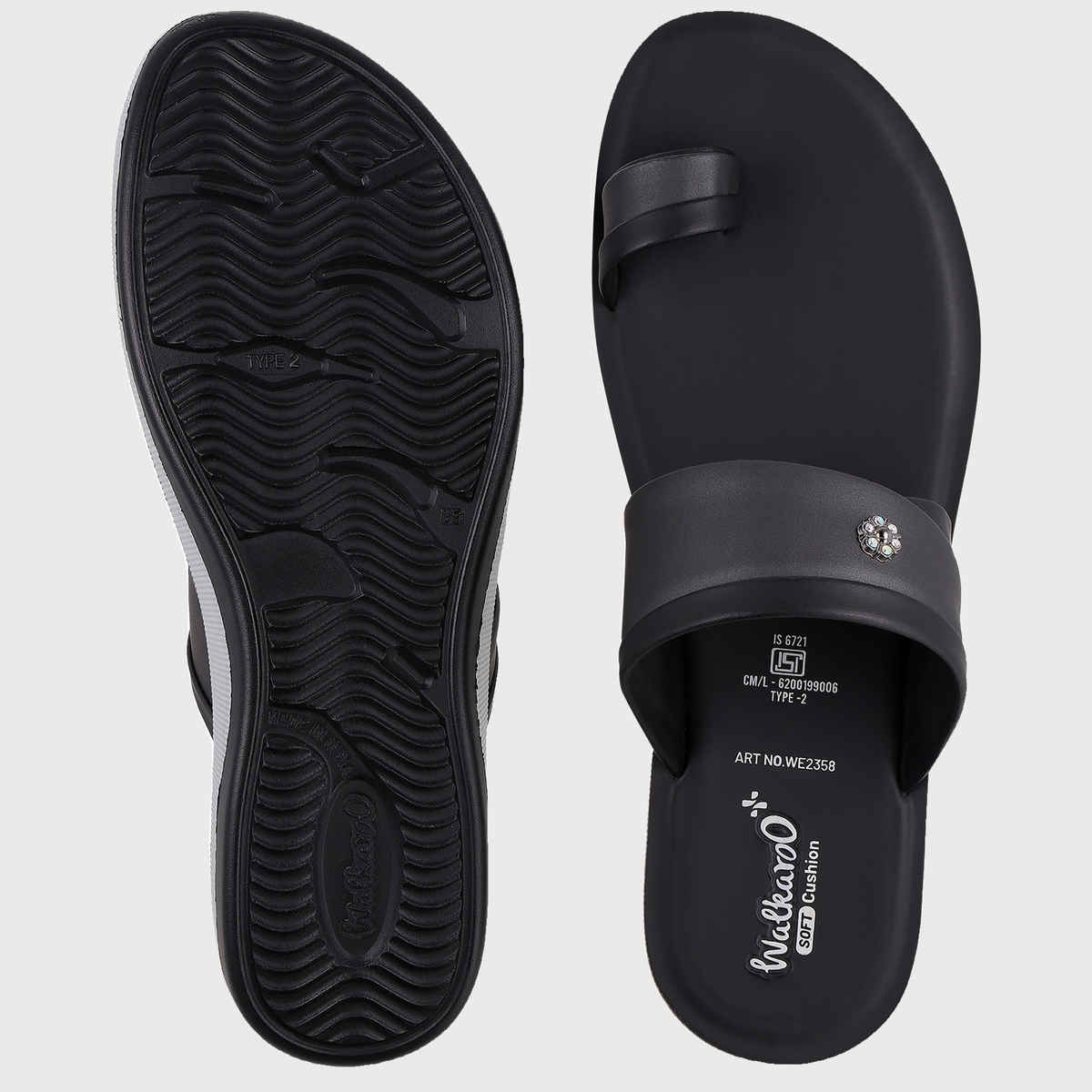 Walkaroo Women's Daily Wear Sandals-WE2358 Black UK6