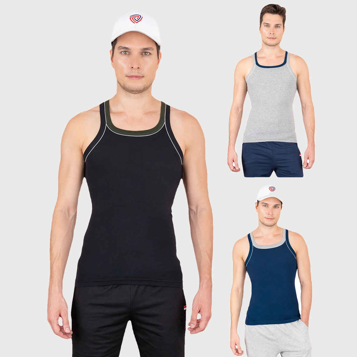 Lux Cozi Men's Gym Vest High Moisture Absorbency | Assorted | XXL | Pack Of 3