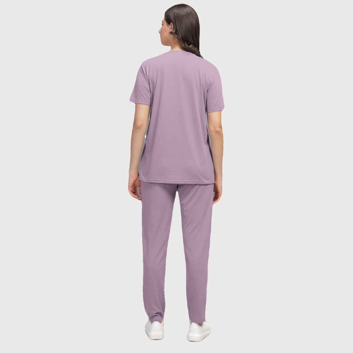 Hellcat Women's Trendy Printed - Solid T-shirt with Pants Lounge Wear - Coords | Purple - M