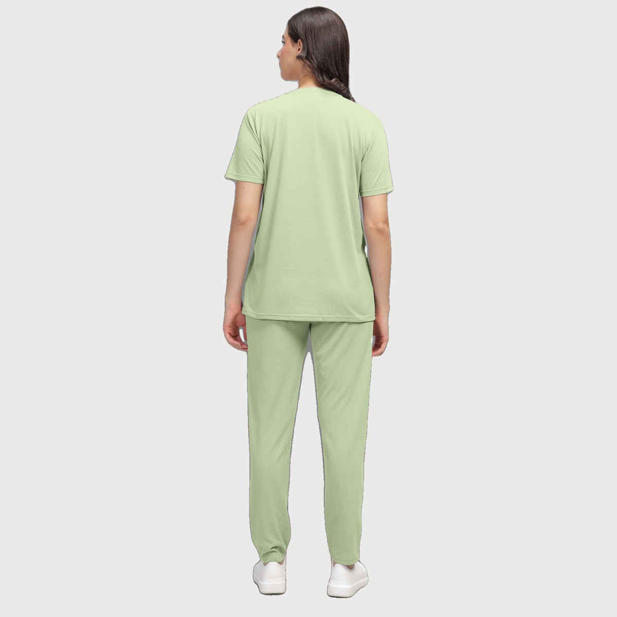 Hellcat Women's Trendy Printed - Solid T-shirt with Pants Lounge Wear - Coords | Green - L