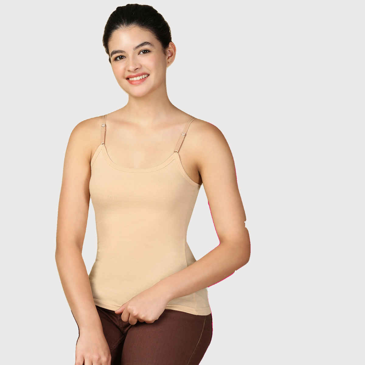 Lux Cozi Women s Premium Ultra Soft Cotton Camisole Black and Beige | Size-M