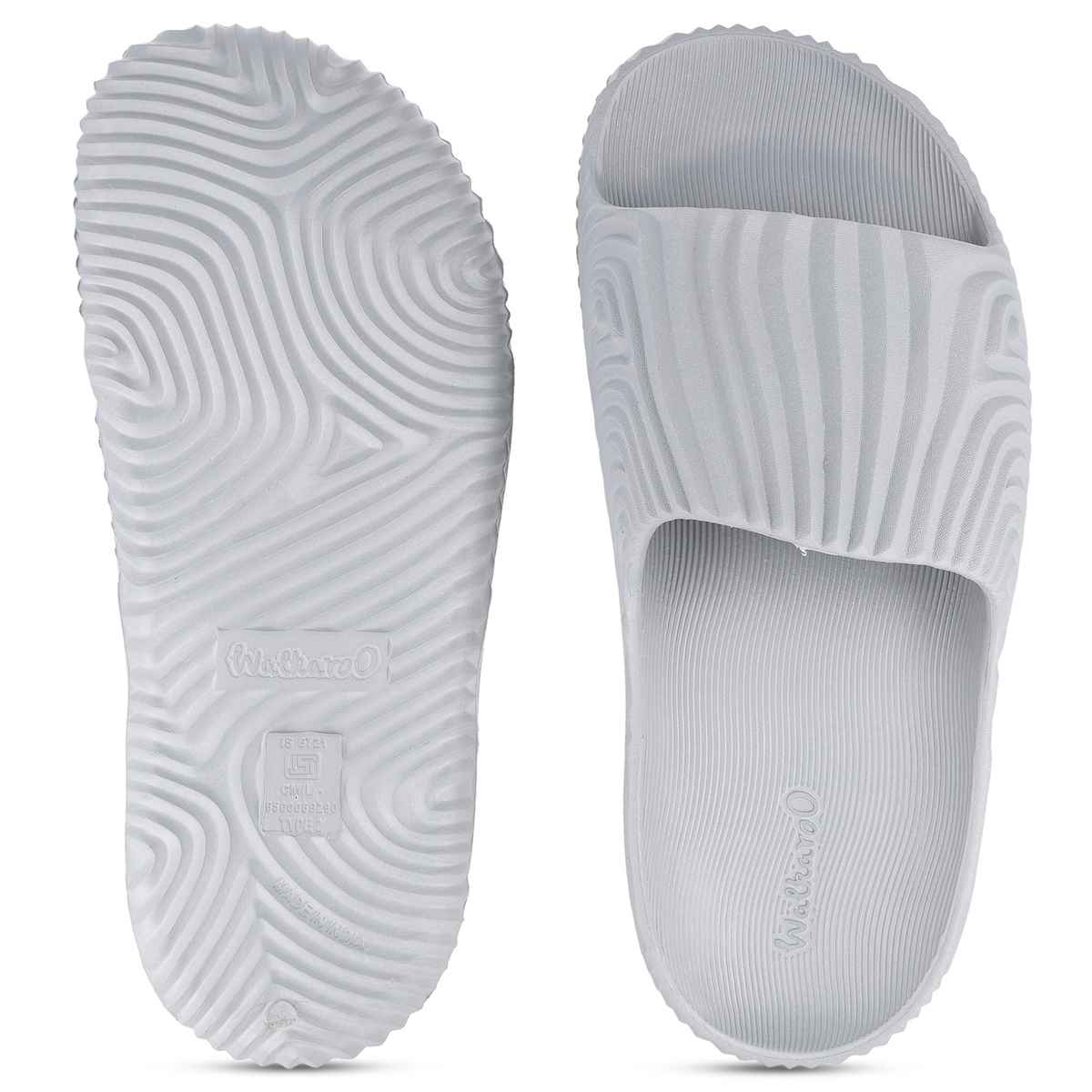 Walkaroo Men's Flip Flop Sliders | WC8769 Light Grey | UK 8