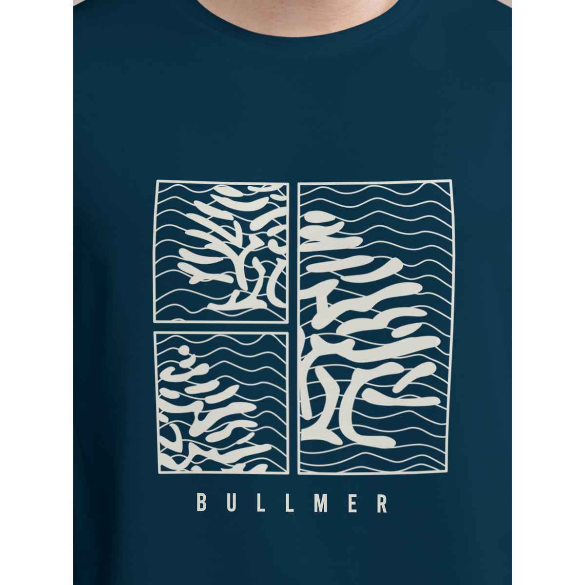 Bullmer Men's Oversized T-shirt Front Printed | Petrol Blue | L