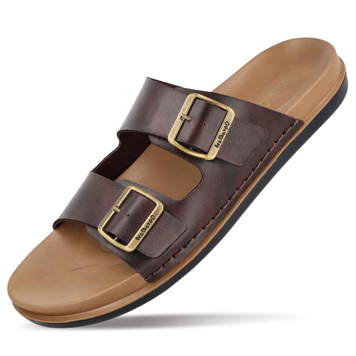 Walkaroo Men's Daily Wear Comfort Sandals - WE1337 Brown UK9