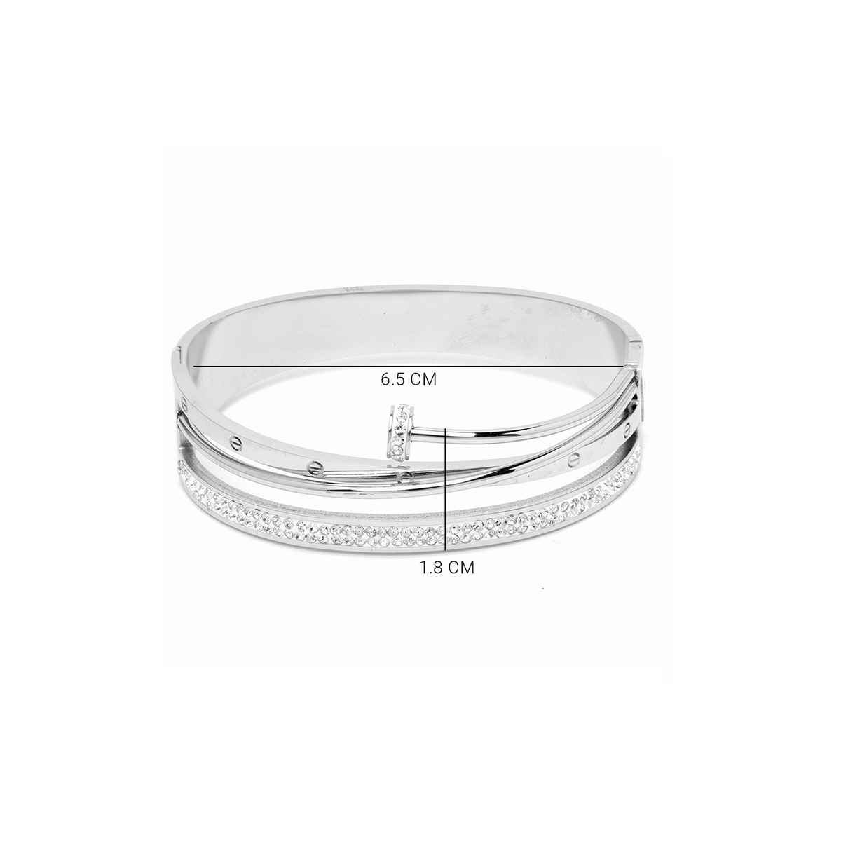 Scintillare by Sukkhi Rhodium SS Multilayer Kada Bracelet for Women & Girls | Anti Tarnish