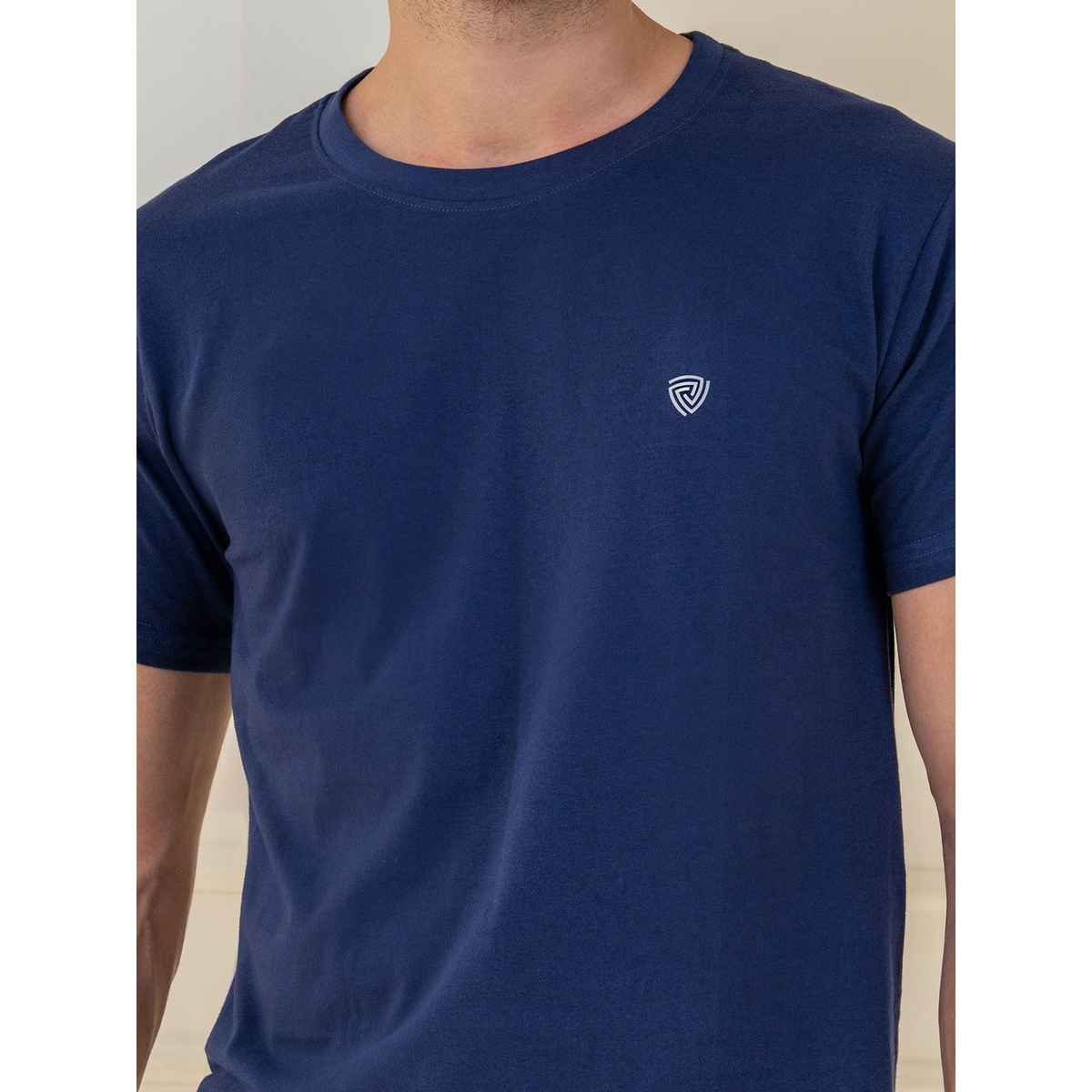 Lux Cozi Men s Ultimate Comfort & Style Round Neck Cotton T-shirt | Ink Blue | Size | L