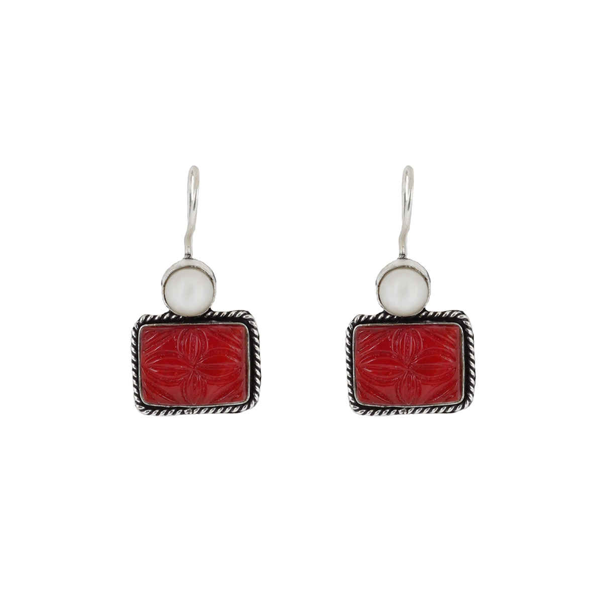 Teejh Teejh Diti Maroon Stone & Pearl Earrings
