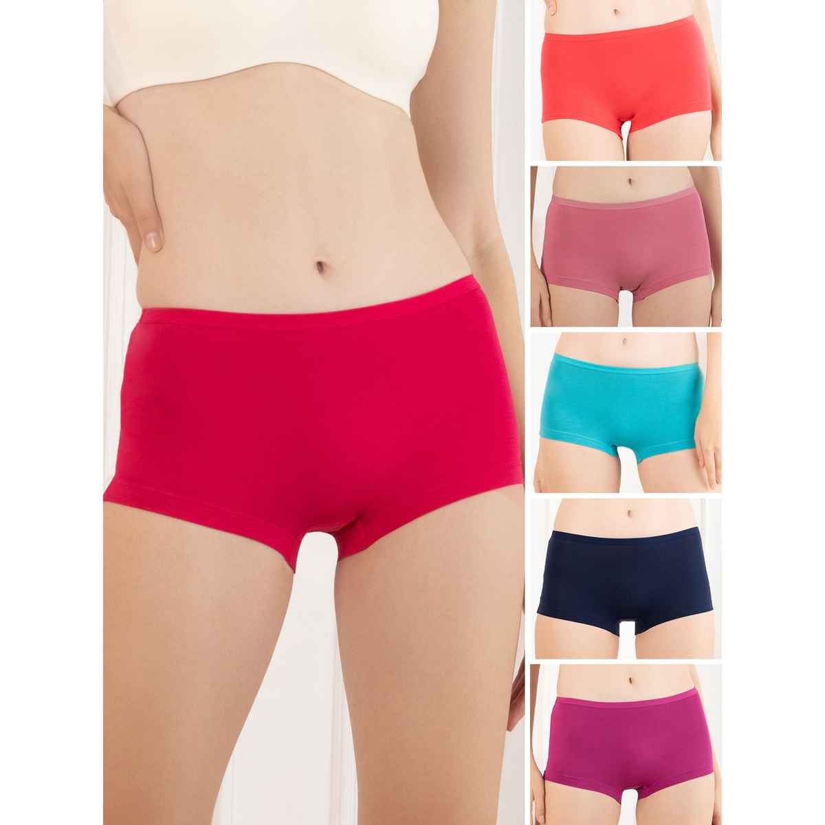 Lux Cozi Her Pure Cotton Women Boy Short Panty | Multicolor | Size-95 | Pack Of 6