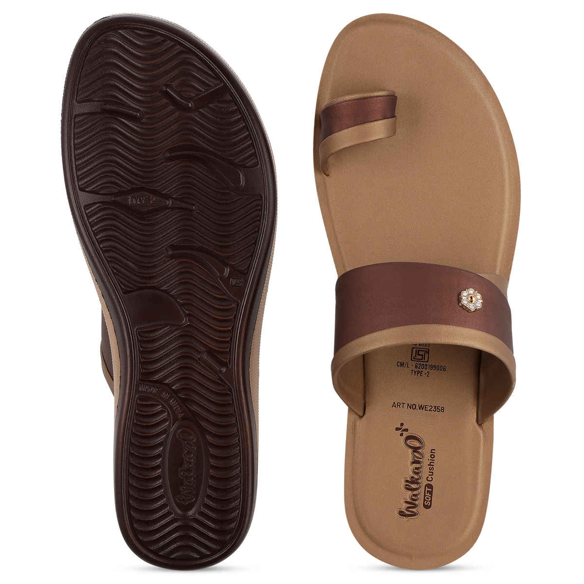 Walkaroo Women's Daily Wear Sandals-WE2358 Brass UK6