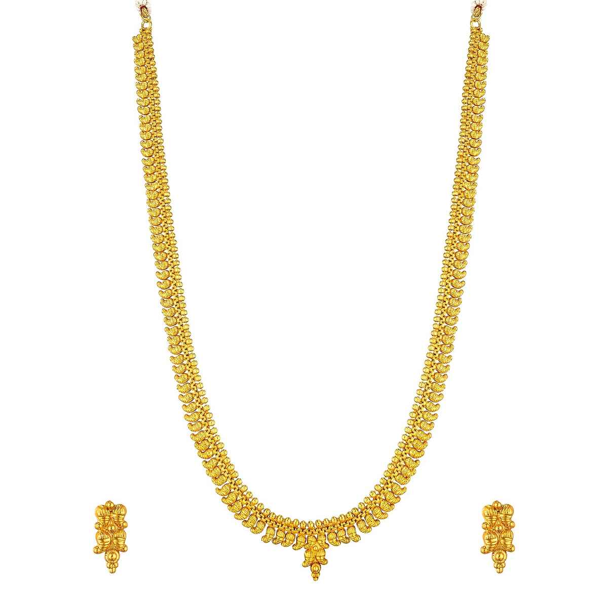 Aadita Gold Plated Necklace Set for Women - Traditional Indian Bridal Jewelry with Earrings