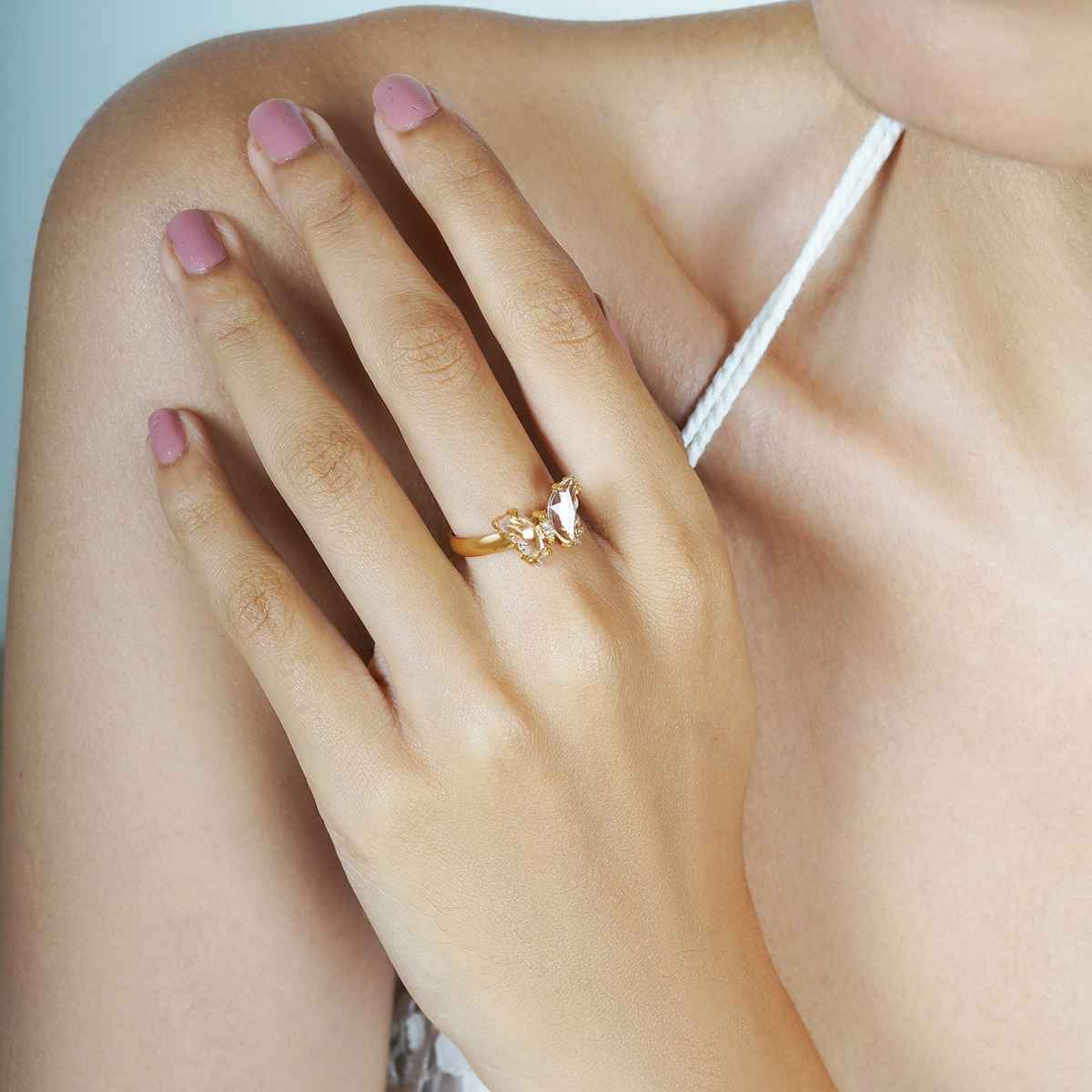 Joker & Witch Mabel Butterfly White Stone Ring