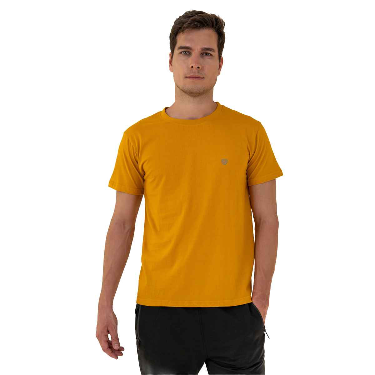 Lux Cozi Men s Ultimate Comfort & Style Round Neck Cotton T-shirt | Mustard | Size | XXL