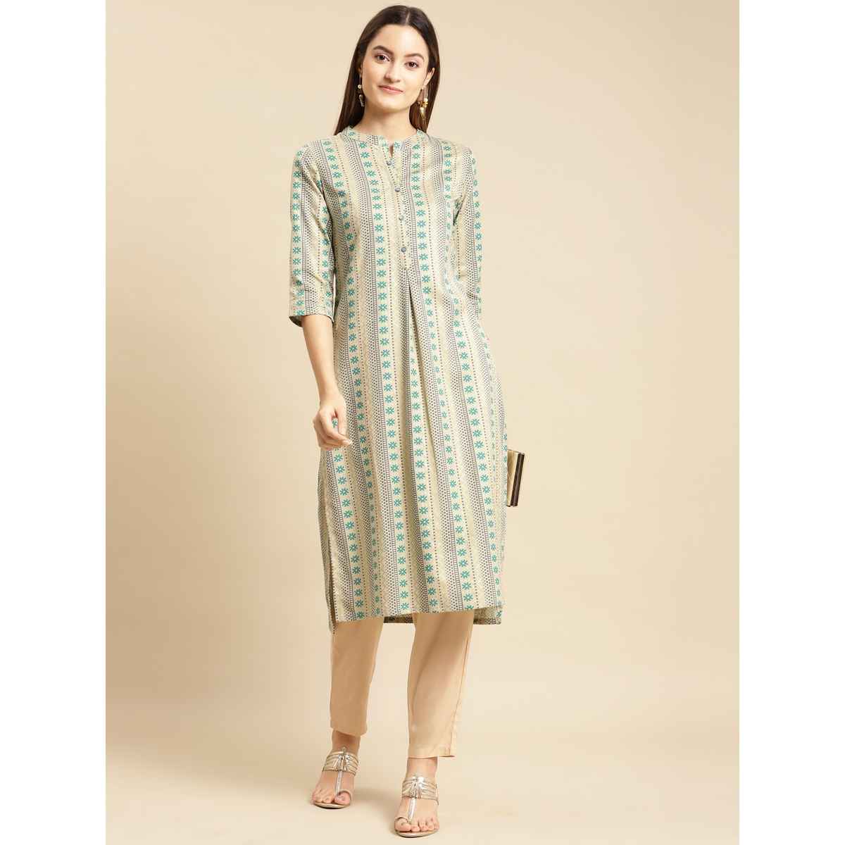 Rangita Women Ankle Length Straight Pant - Solid | Rayon | Beige | S