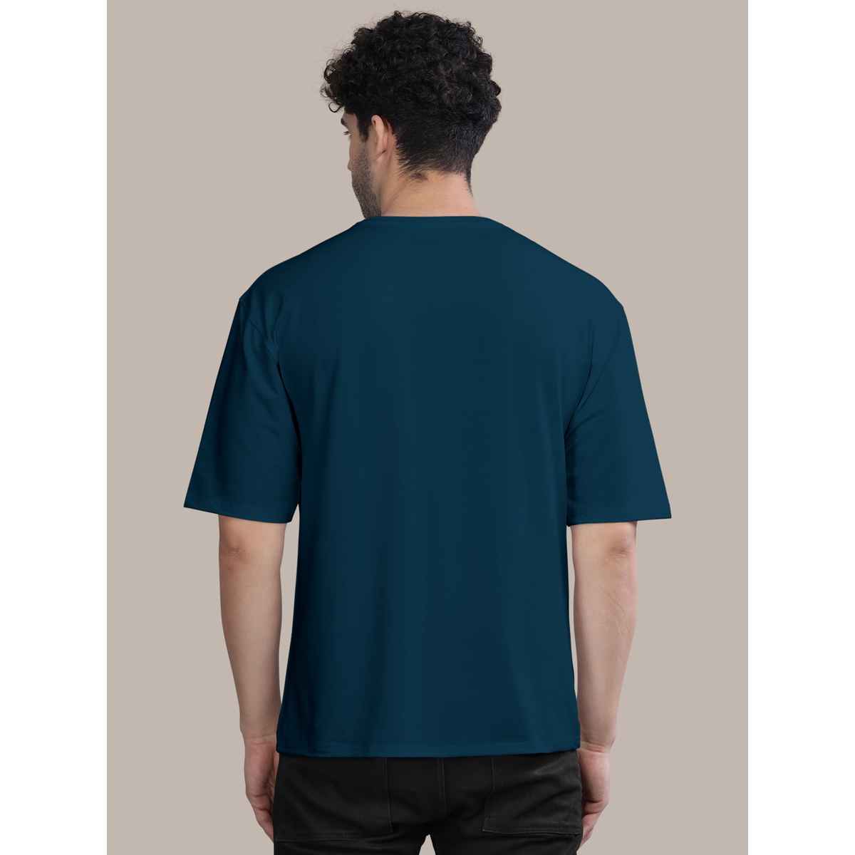 Bullmer Men's Oversized T-shirt Front Printed | Petrol Blue | L