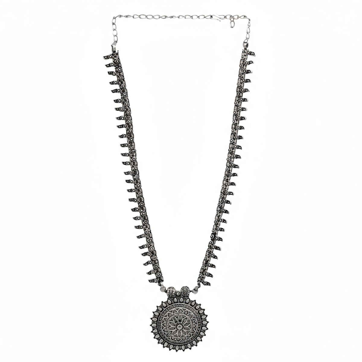 Teejh Kalpi Silver Oxidized Long Necklace