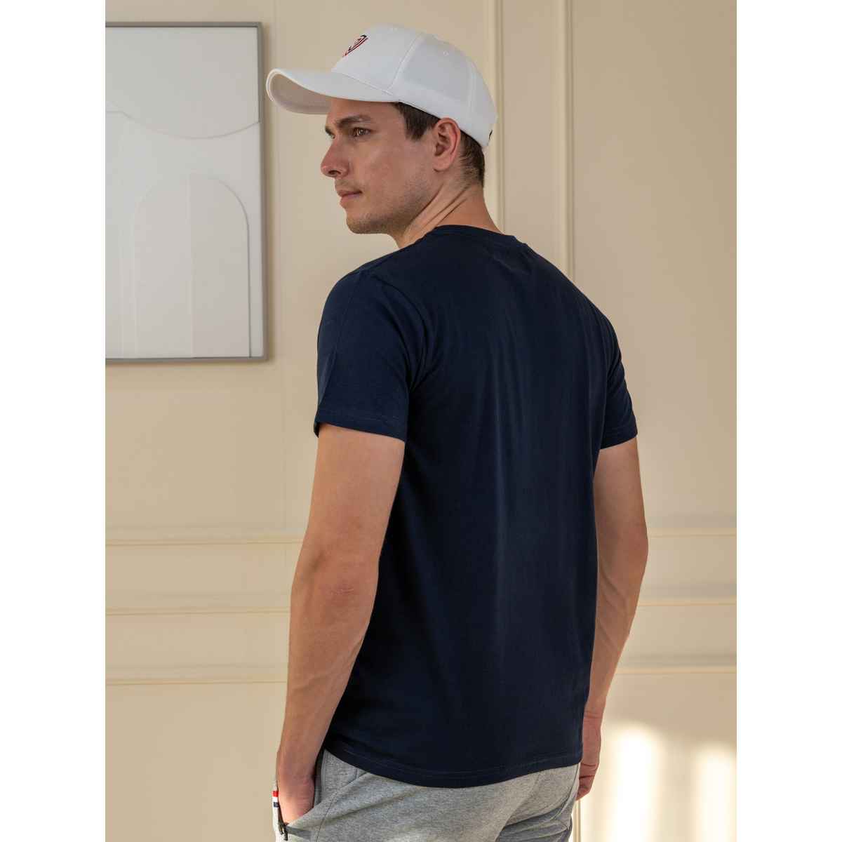 Lux Cozi Men s Ultimate Comfort & Style Round Neck Cotton T-shirt | Navy Blue | Size | L