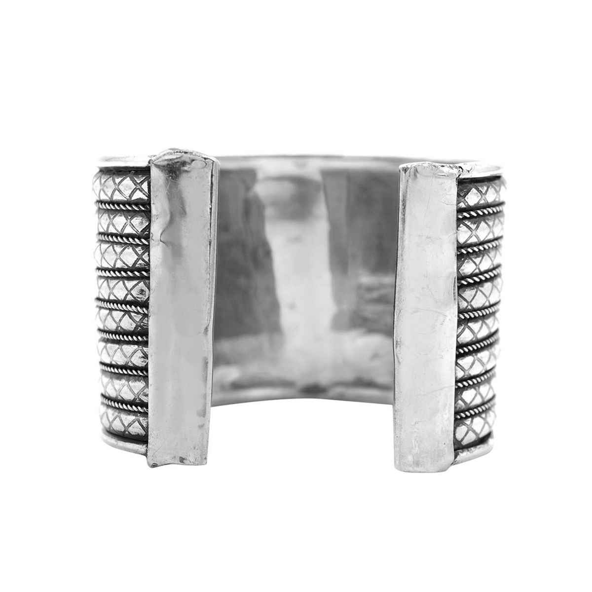 Teejh Zia Embossed Silver Oxidized Bracelet Cuff