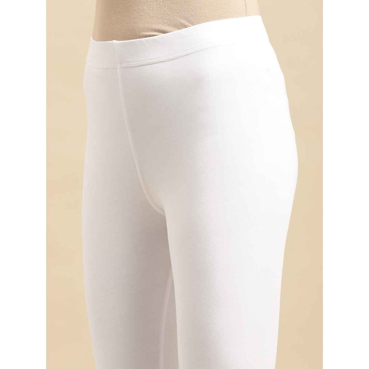 Rangita Women s White Cotton Solid Ankle Length Legging | XL