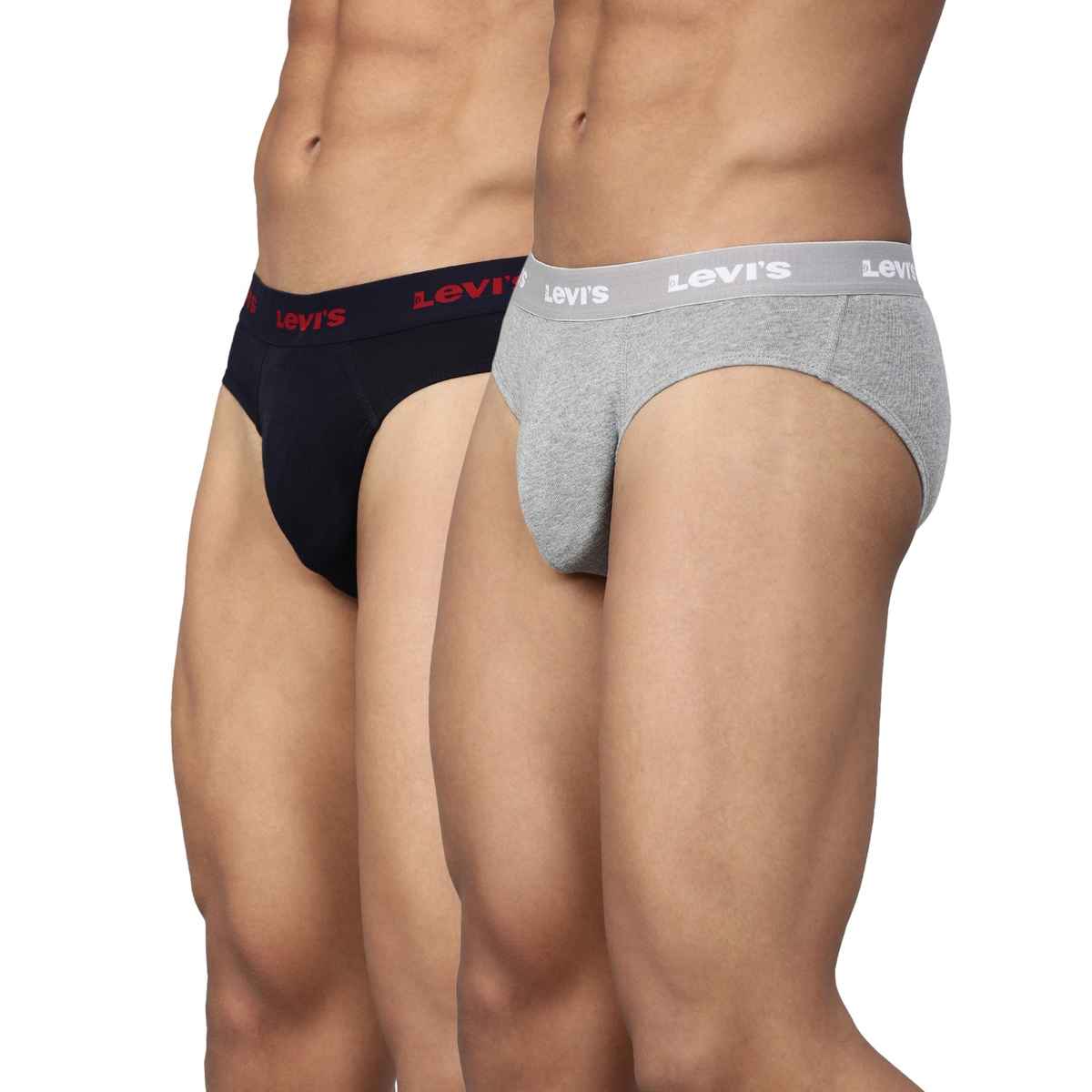 Levi's 009 Men's Neo Brief | Contoured Double Pouch | Pack of 2 | Lt. Grey Mel,Navy | S