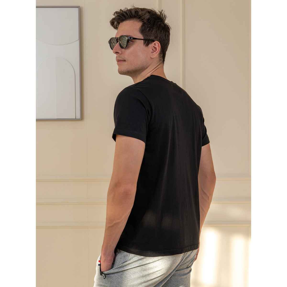 Lux Cozi Men s Ultimate Comfort & Style Round Neck Cotton T-shirt | Black | Size | M