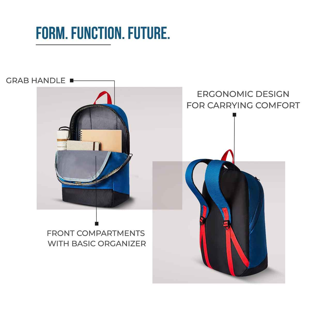 Gear Unisex Colorblocked Polyester 16 L Top Handle Casual Backpack | Black and Blue - M