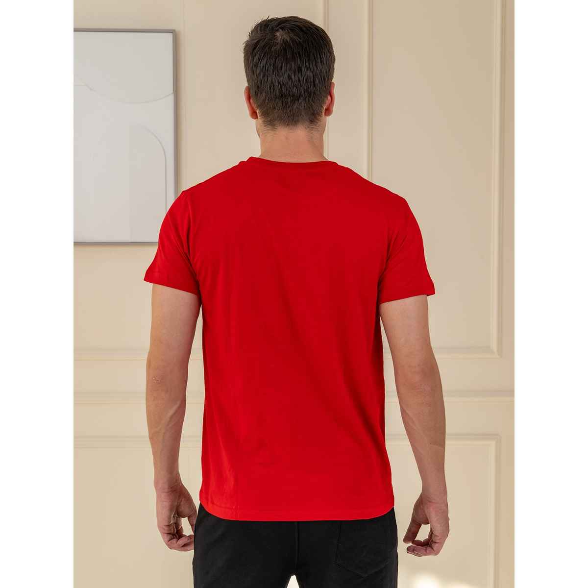 Lux Cozi Men s Ultimate Comfort & Style Round Neck Cotton T-shirt | Red | Size | M