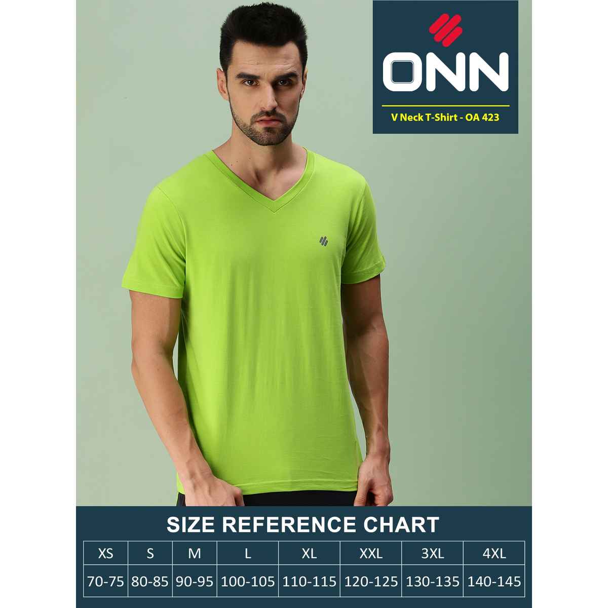 ONN Premium Men's Solid Pure Cotton V Neck T-shirts | Light Blue | Size - 2XL