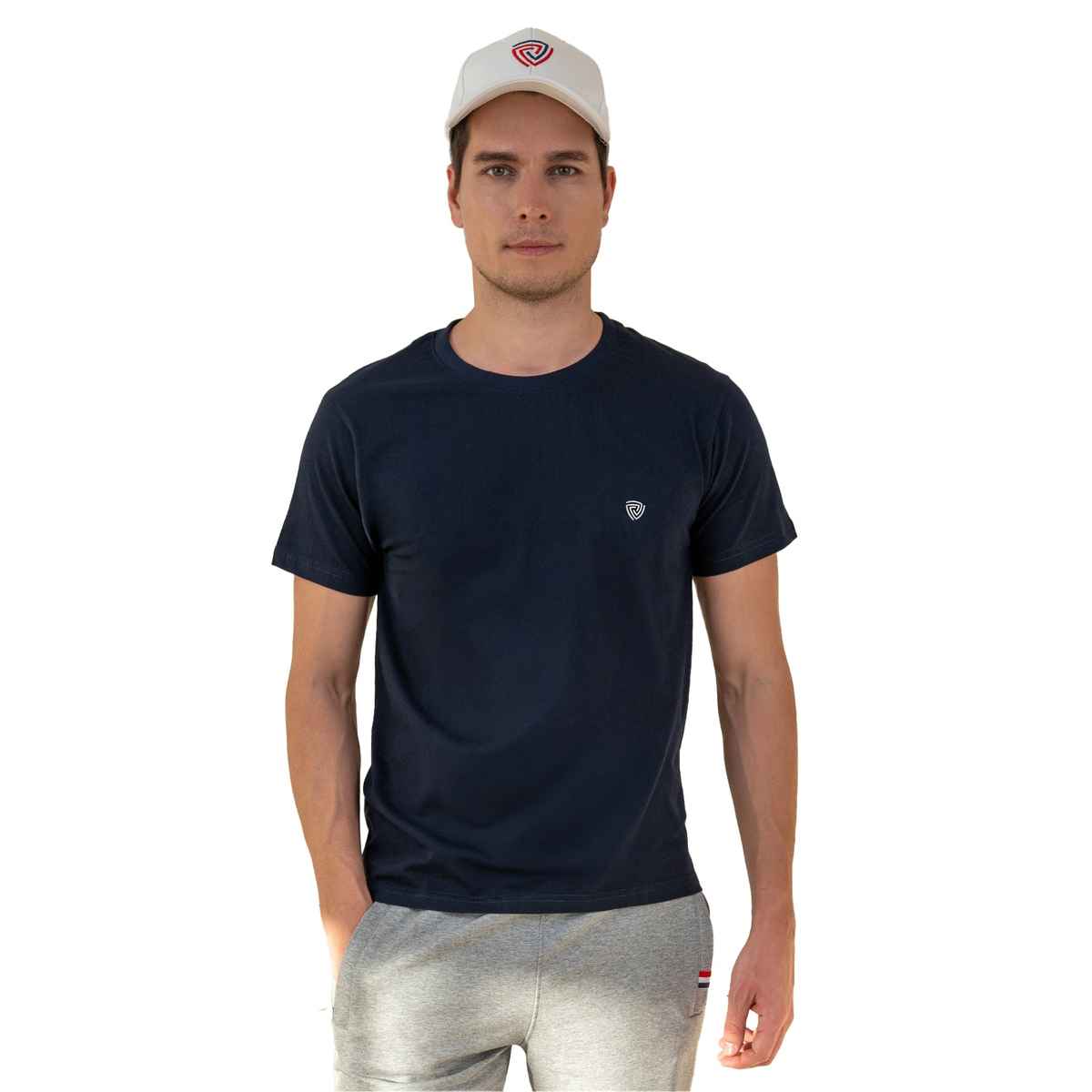 Lux Cozi Men s Ultimate Comfort & Style Round Neck Cotton T-shirt | Navy Blue | Size | L