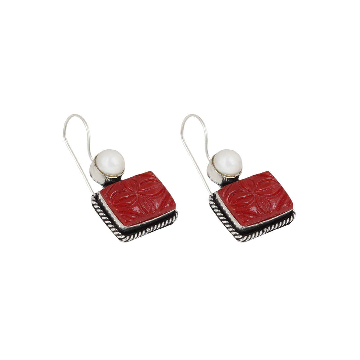 Teejh Teejh Diti Maroon Stone & Pearl Earrings
