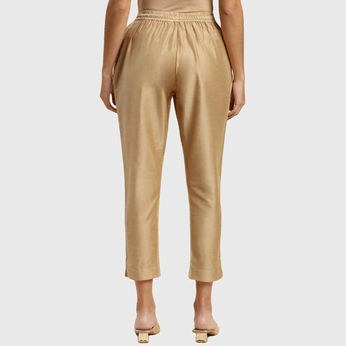 Rangita Women s Beige Solid Ankle Length Pencil Pant | M