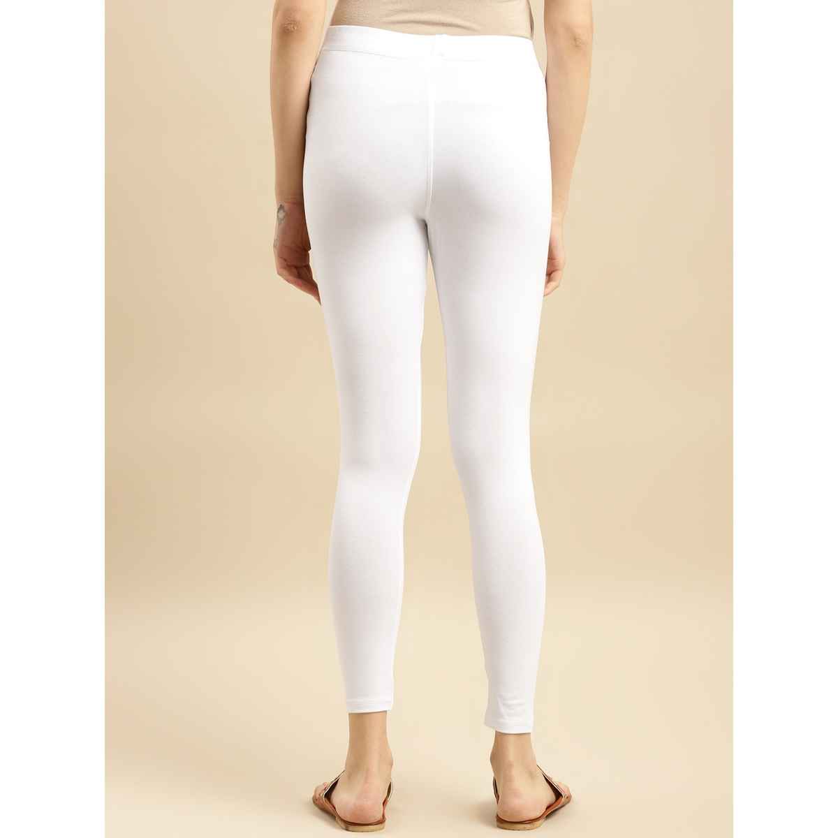 Rangita Women s White Cotton Solid Ankle Length Legging | L