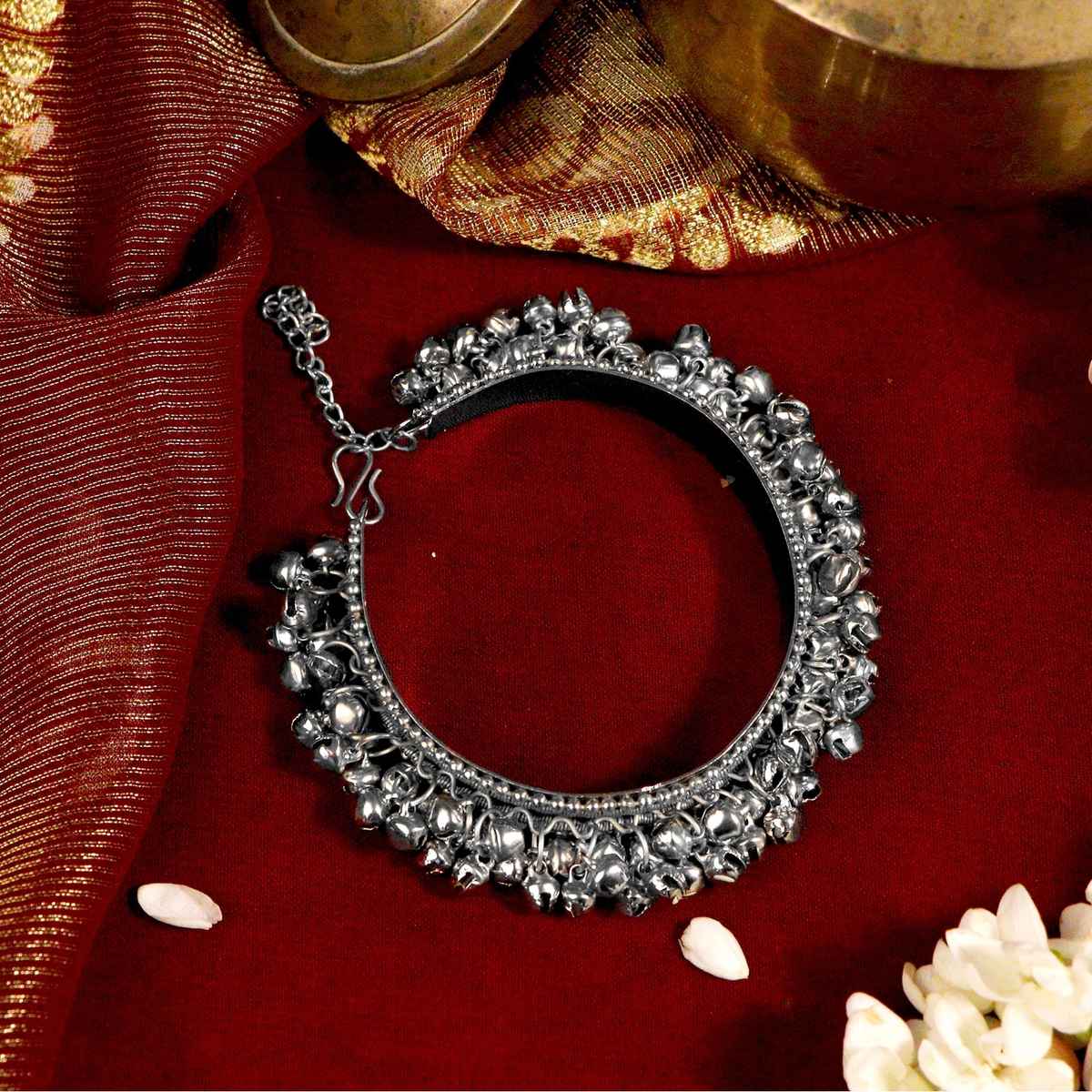 Teejh Teejh Anusha Silver Oxidized Ghungroo Bangle