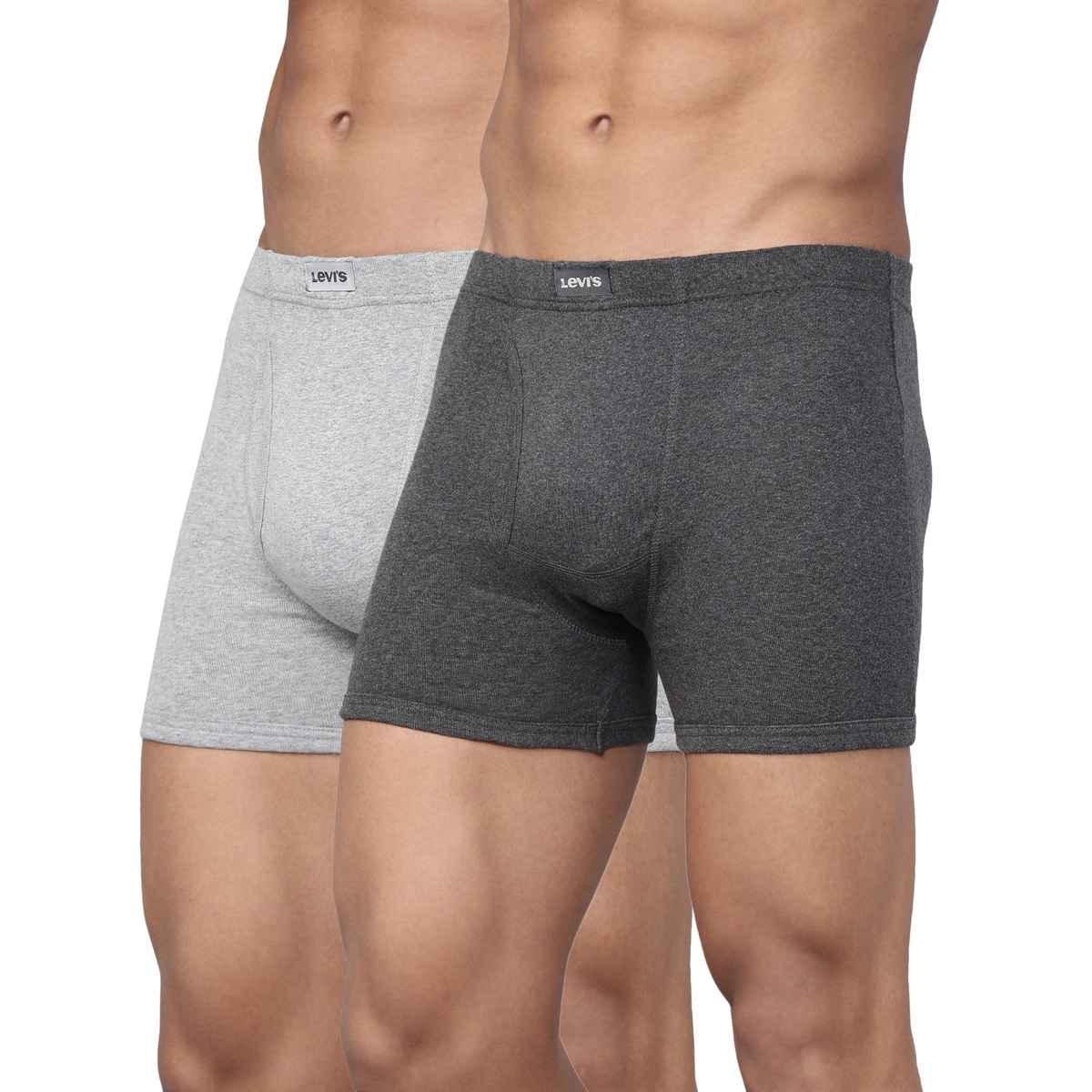 Levi's 010 Men's Comfort Boxer Brief | Contoured Double Pouch | Pack of 2 | Lt. Grey Mel,D. Grey Mel | M