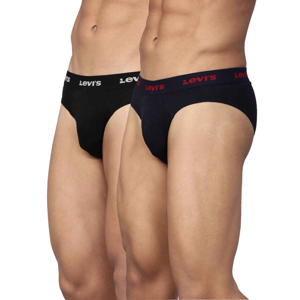 Levi's 009 Men's Neo Brief | Contoured Double Pouch | Pack of 2 | Black,Navy | S