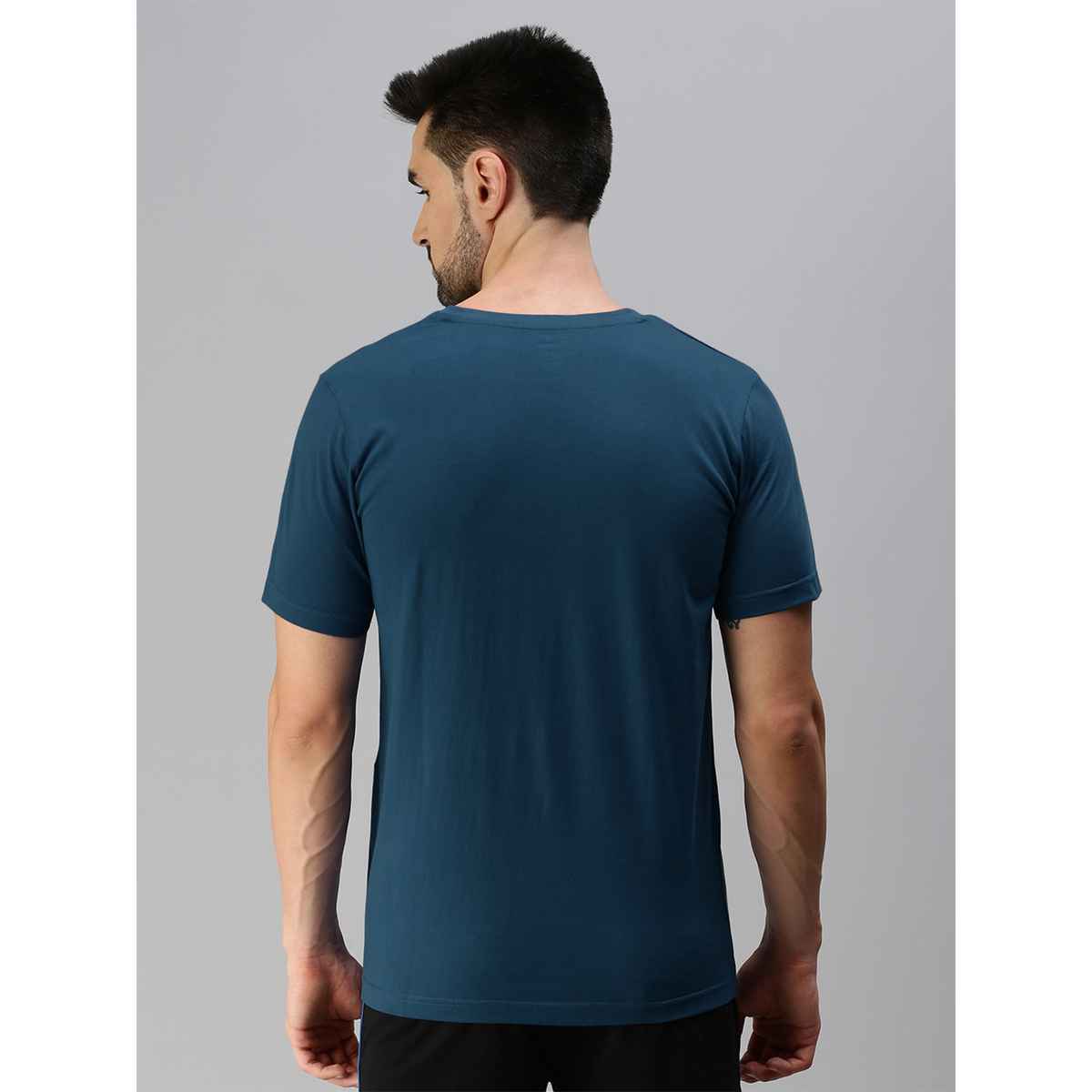 ONN Premium Men's Solid Pure Cotton V Neck T-shirts | Teal Blue | Size - S