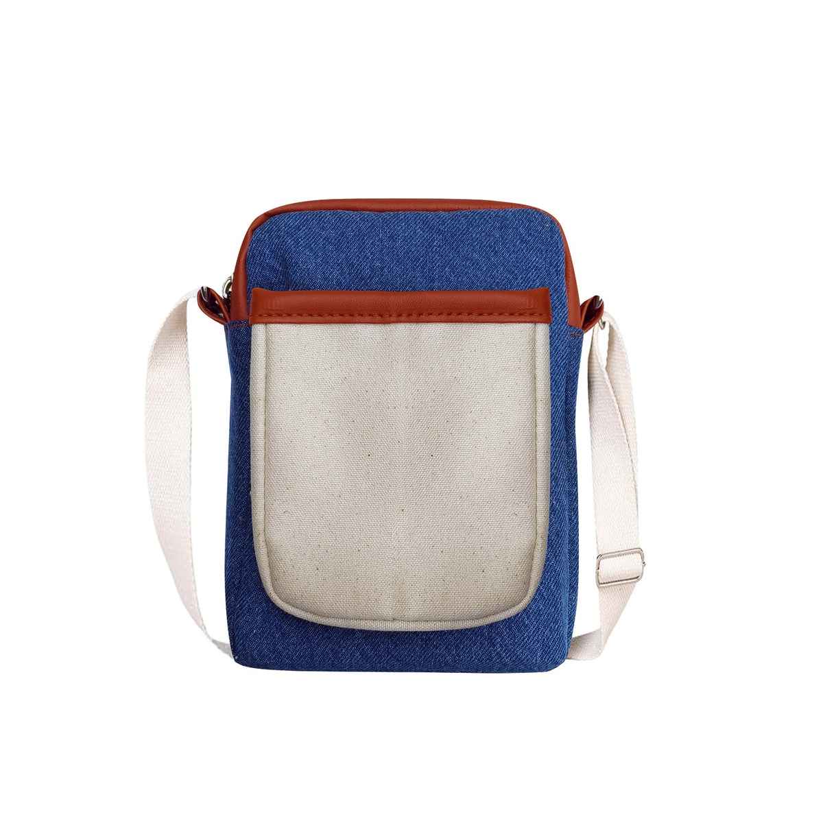 Denim & Canvas Mobile Sling With Pu Accent