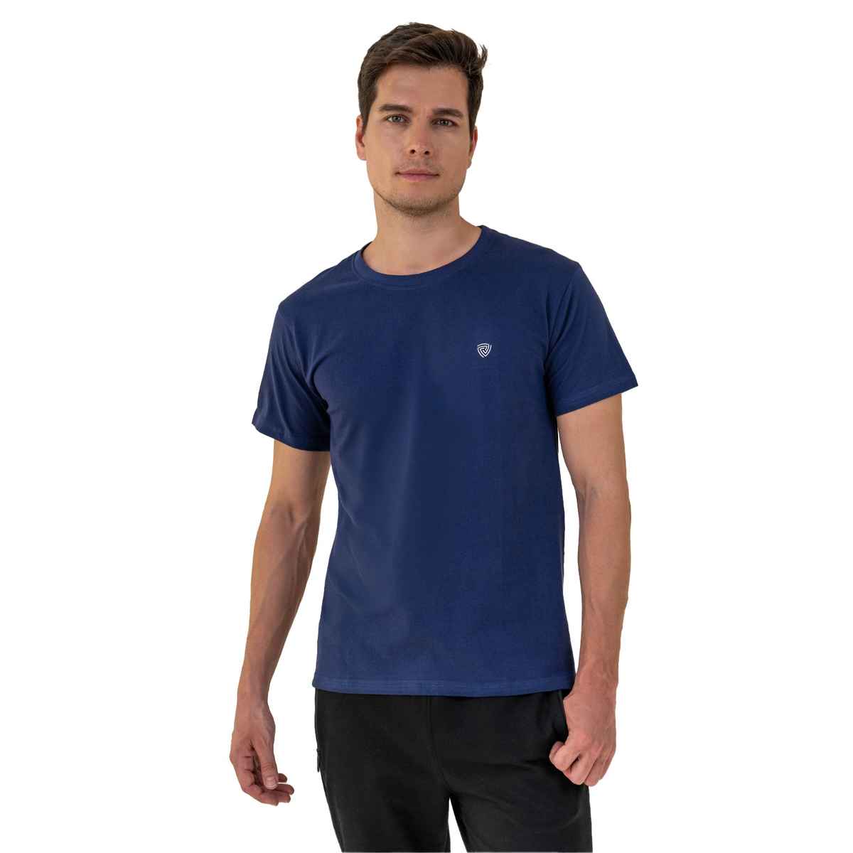 Lux Cozi Men s Ultimate Comfort & Style Round Neck Cotton T-shirt | Ink Blue | Size | L