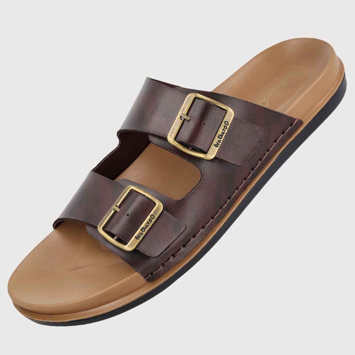 Walkaroo Men's Daily Wear Comfort Sandals - WE1337 Brown UK8