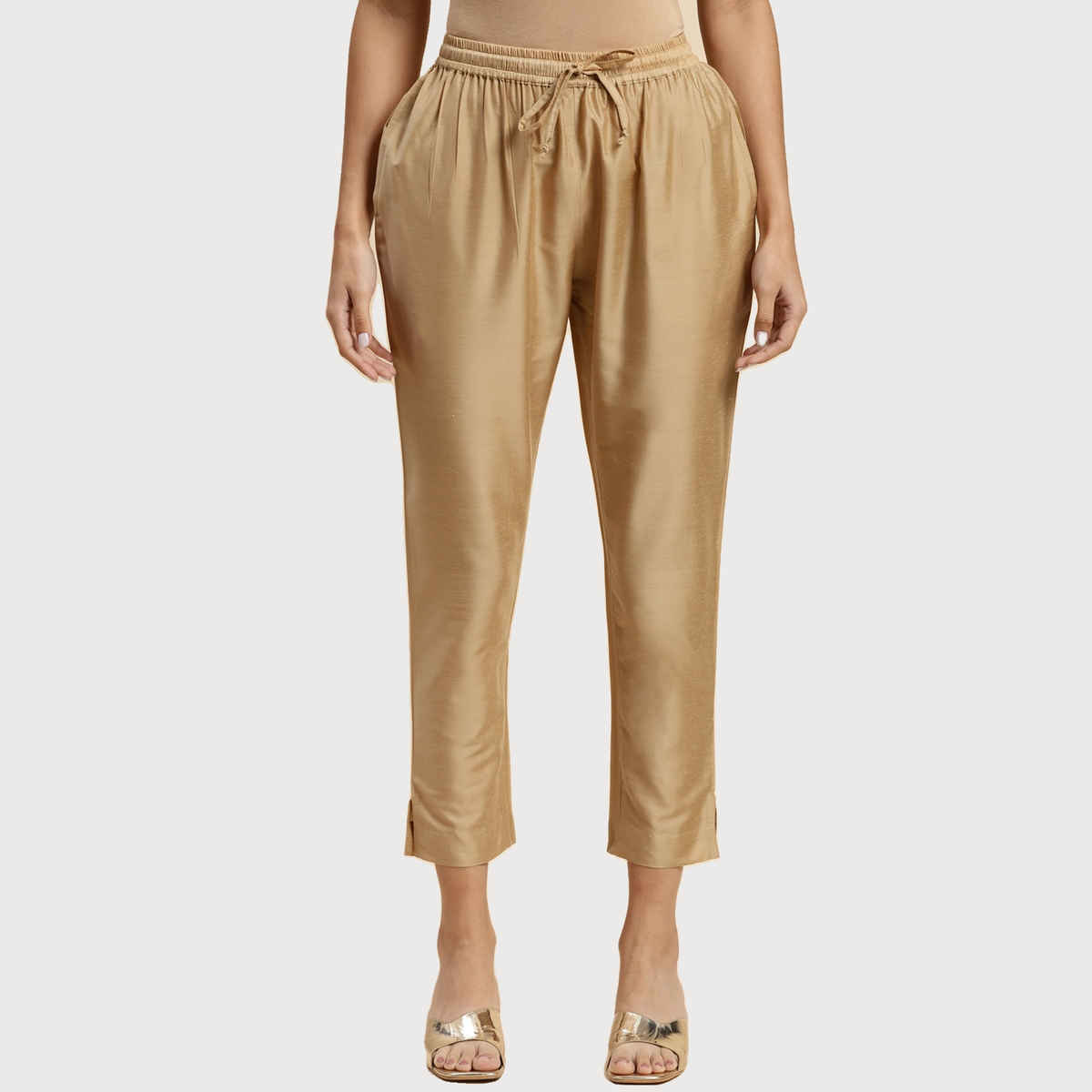 Rangita Women s Beige Solid Ankle Length Pencil Pant | XL