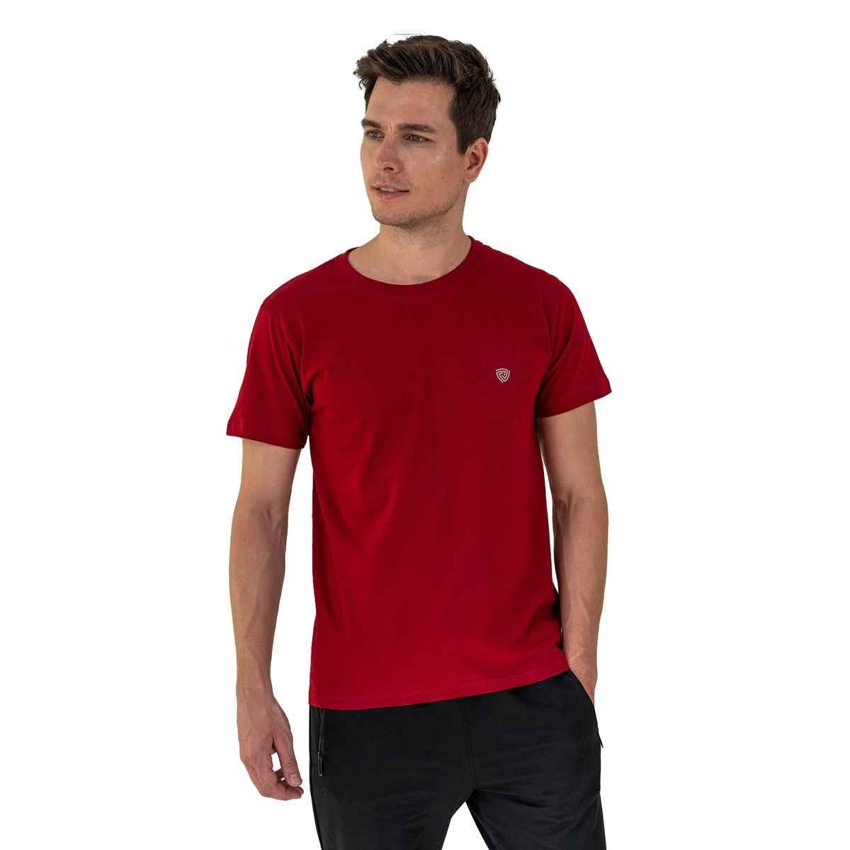 Lux Cozi Men s Ultimate Comfort & Style Round Neck Cotton T-shirt | Maroon | Size | L