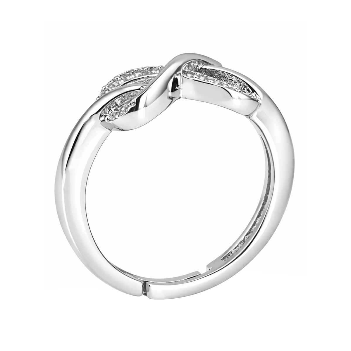 Sukkhi Latest Rhodium Plated CZ Infinity Valentine Finger Ring for Women|Free Size|LR116220