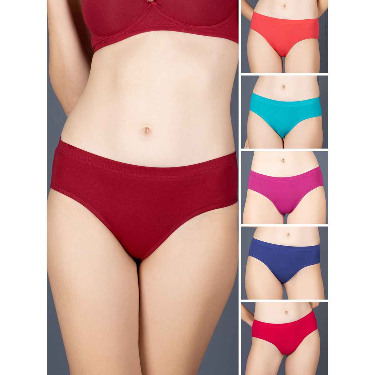 Lux Cozi Her Pure Cotton Hipster Panty | Multicolor | Size-95 | Pack Of 6