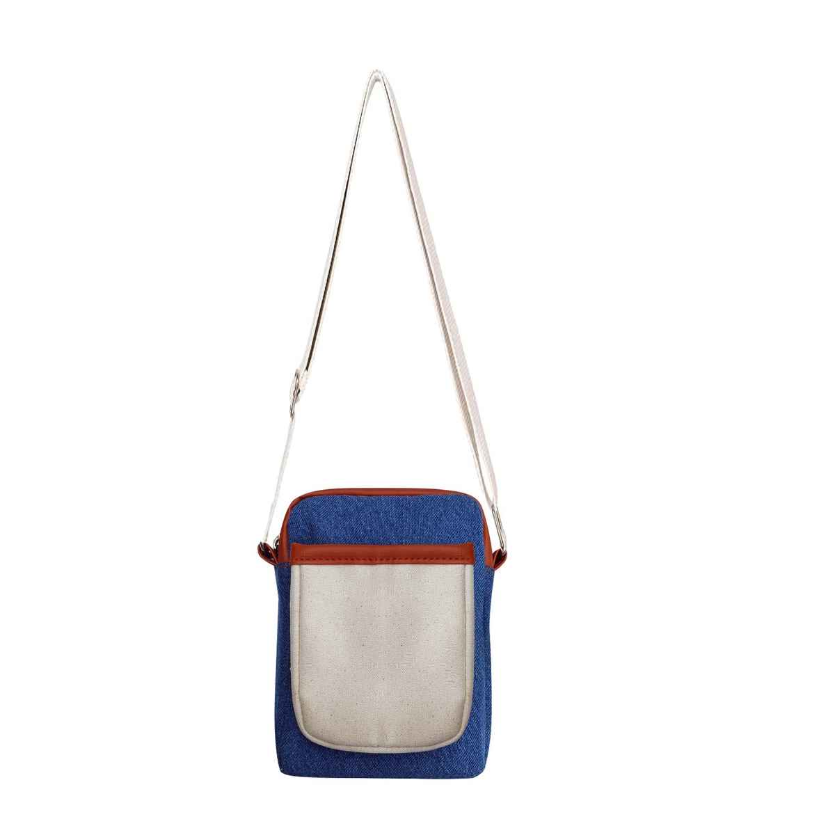 Denim & Canvas Mobile Sling With Pu Accent