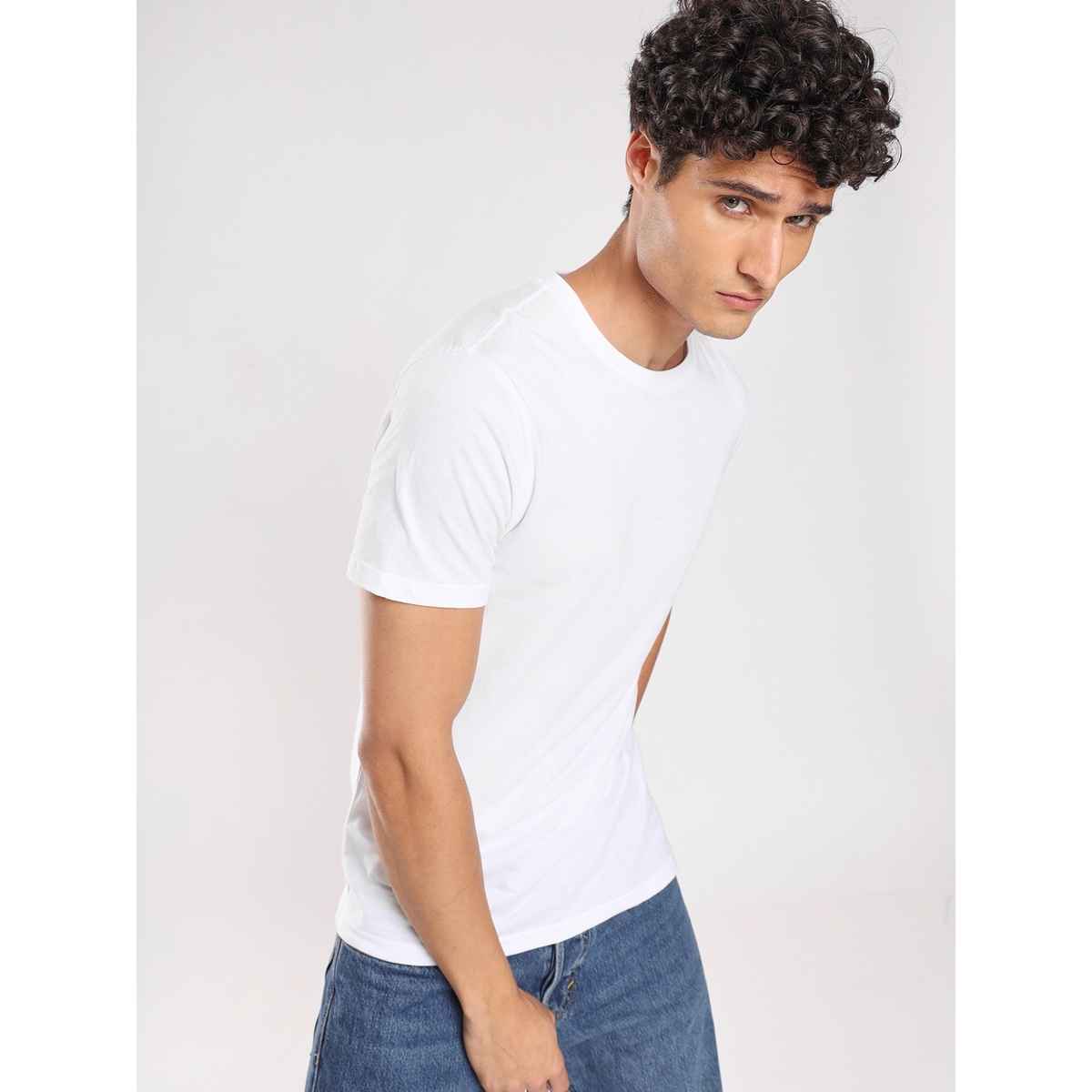 Nobero Men's Plain Classic Fit T-shirt | White - L