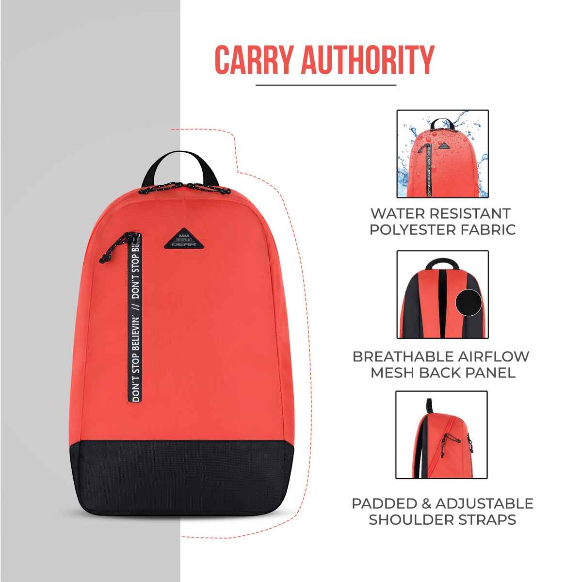 Gear Unisex Solid Polyester 16 L Backpack | Assorted - M