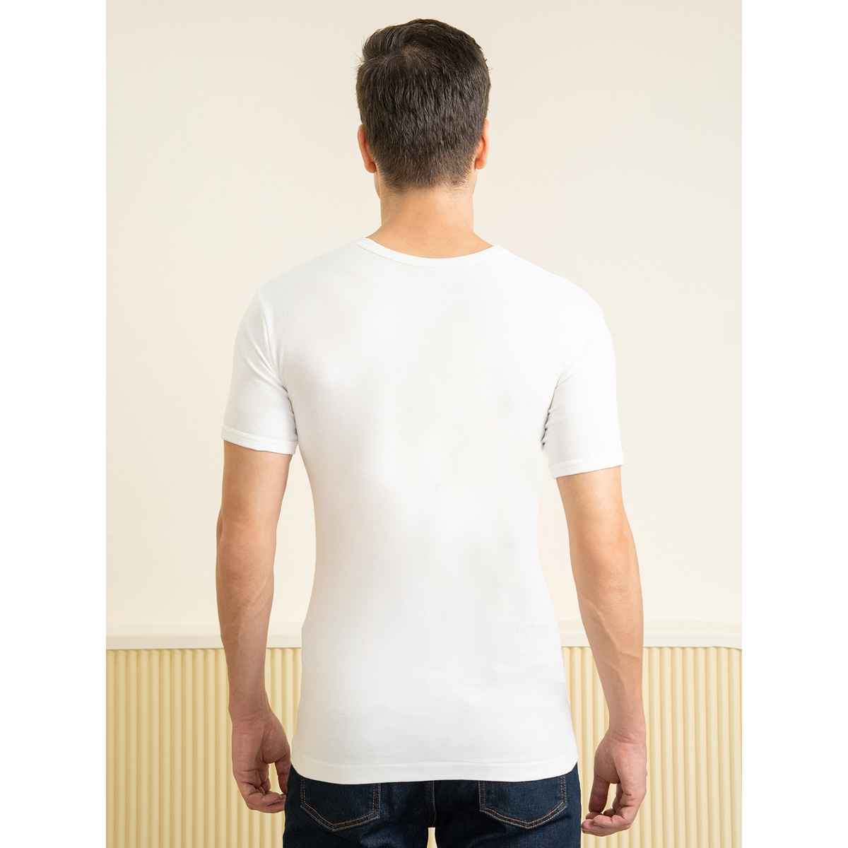 Lux Cozi Ultra Soft Pure Cotton Round Neck | Sleeve Vest | White | XL | Pack Of 2